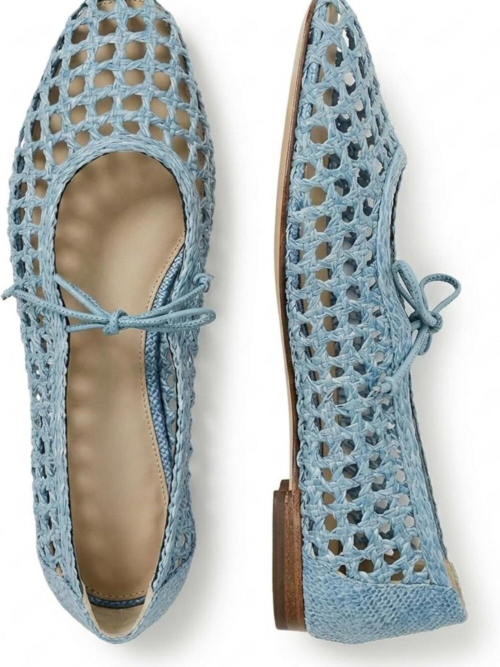 Stylish Woven Mesh Ballet Flats | Raffia Lace-Up Mary Jane Shoes for Women